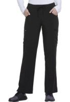 Womens EDS Essentials Mid Rise Straight Leg Drawstring Scrub Pants - Black 