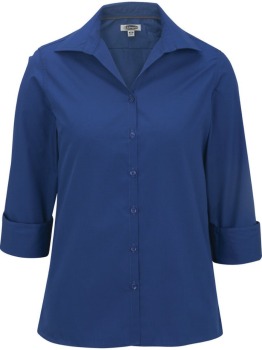 Ladies Lightweight Open Neck Poplin Blouse 